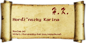 Horánszky Karina névjegykártya